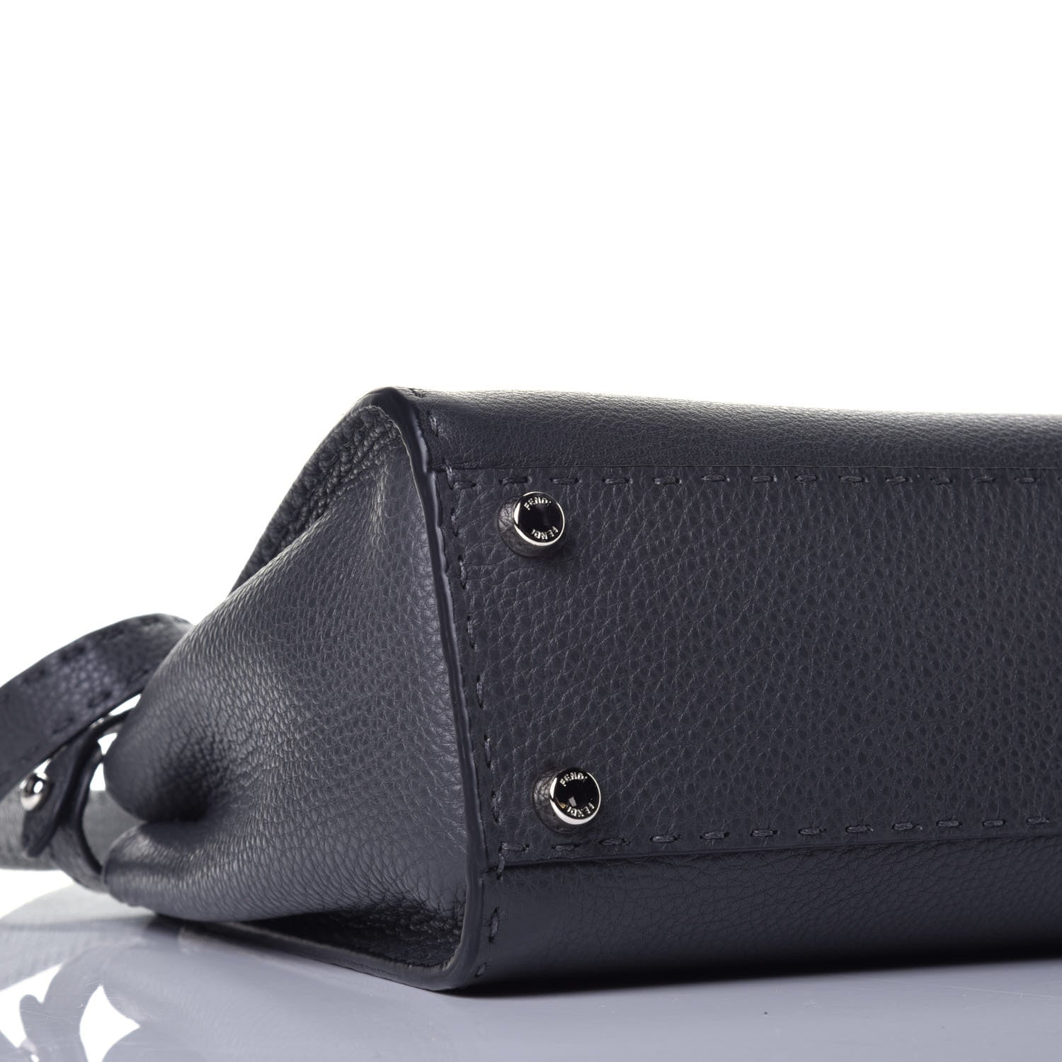 Fendi Cuoio Romano Selleria Bi-Color Medium Peekaboo Iconic Satchel Asfalto Latte 8 of 9