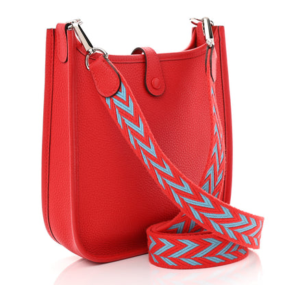 Hermes Taurillon Maurice Evelyne TPM Rouge De Coeur Bleu Du Nord 3 of 10