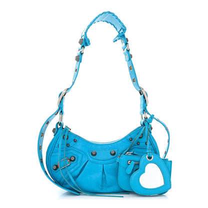 Balenciaga Agneau Arena Le Cagole Shoulder Bag XS Cyan 3 of 12