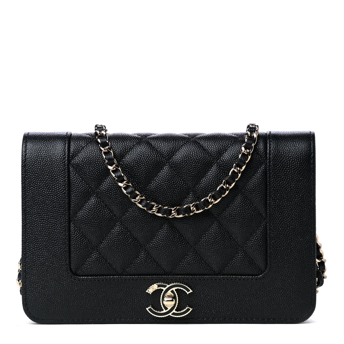 Caviar Quilted Vintage Mademoiselle Wallet On Chain WOC Black
