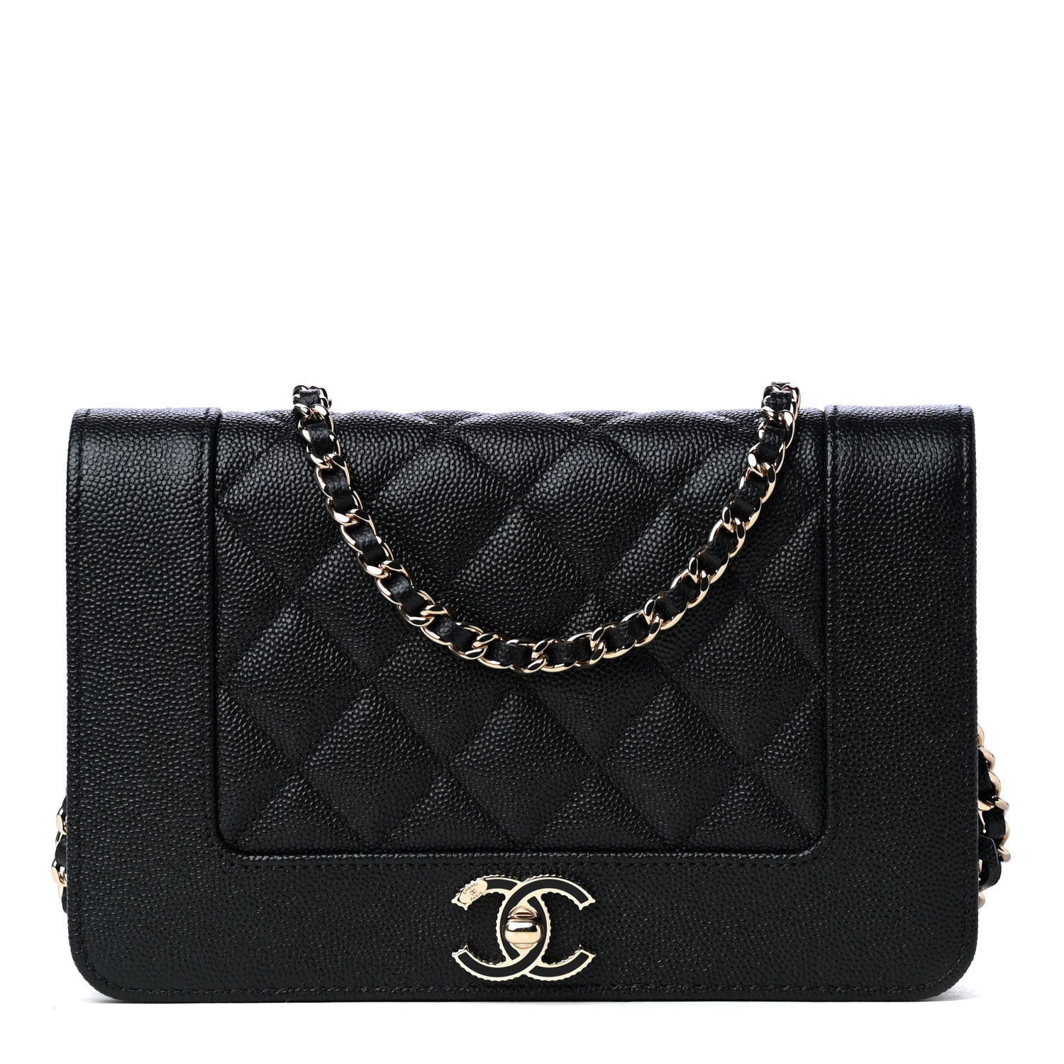 Chanel Caviar Quilted Vintage Mademoiselle Wallet On Chain WOC Black 1 of 10