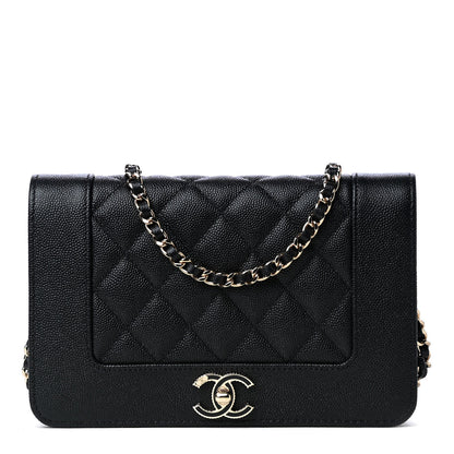 Chanel Caviar Quilted Vintage Mademoiselle Wallet On Chain WOC Black 1 of 10