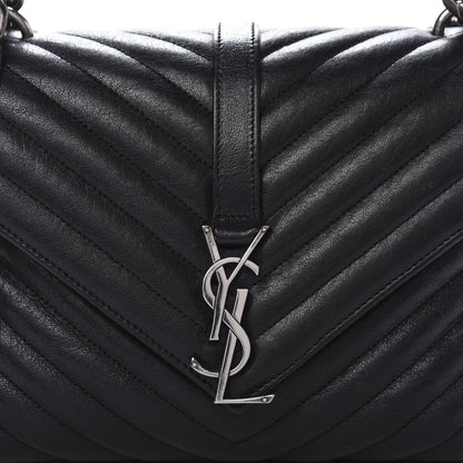 Saint Laurent Sheepskin Matelasse Chevron Monogram Medium College Bag Black 15 of 15