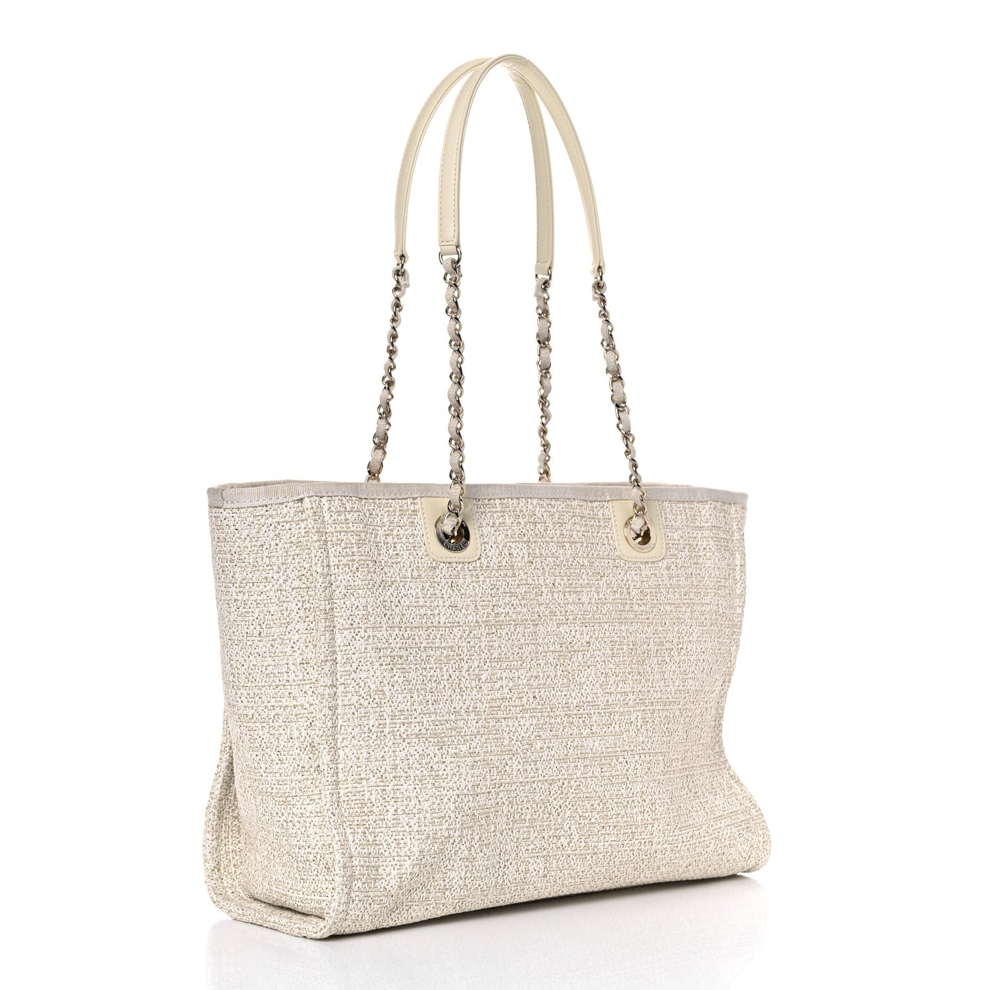 Lurex Boucle Small Deauville Tote Ivory
