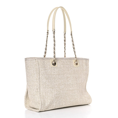 Chanel Lurex Boucle Small Deauville Tote Ivory 3 of 10