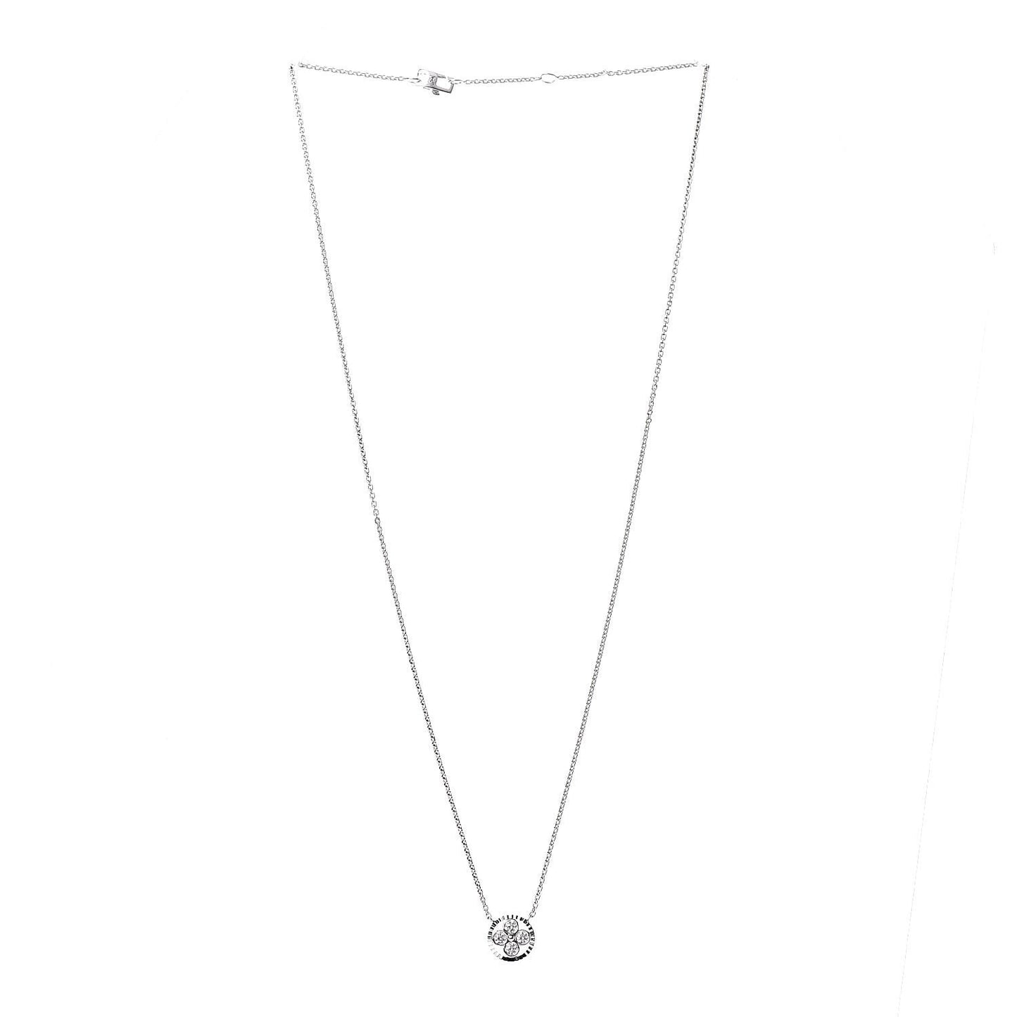 18K White Gold Diamond Blossom BB Pendant Necklace