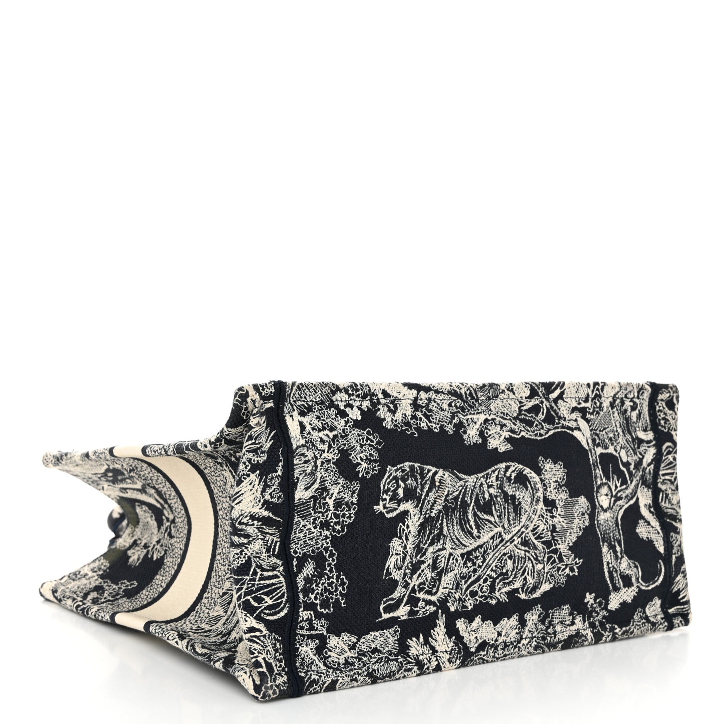 Canvas Embroidered Medium Toile De Jouy Reverse Book Tote Blue