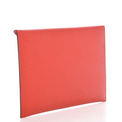 Hermes Chévre Mysore Envelope Trio Wallet Rouge Tomate Orange Lime 4 of 17
