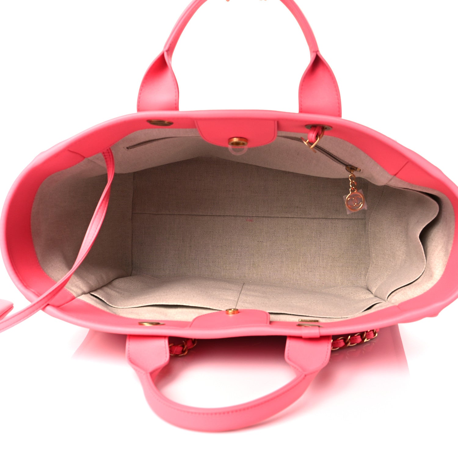 Chanel Calfskin Medium Deauville Tote Coral Pink 6 of 11