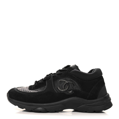 Chanel Fabric Calfskin Suede CC Sneakers 37 Black 1 of 9