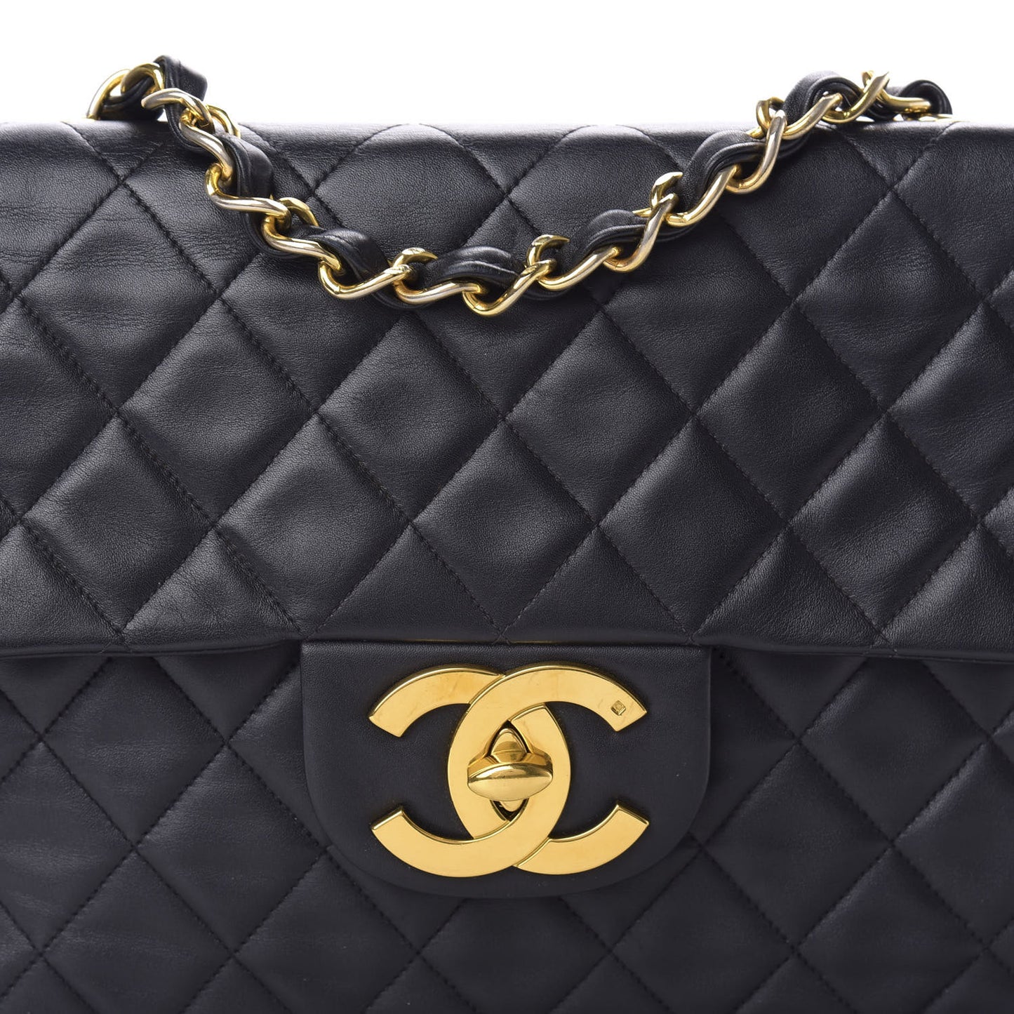 Lambskin Quilted XL Jumbo Single Flap Black