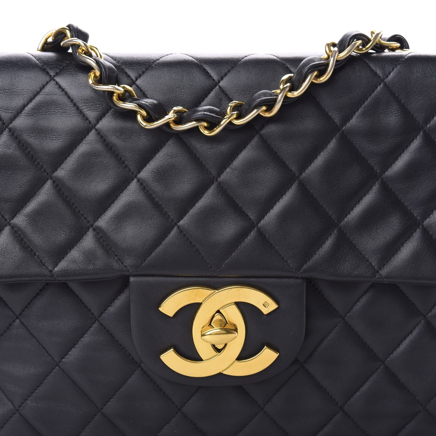 Chanel Lambskin Quilted XL Jumbo Single Flap Black 12 of 12