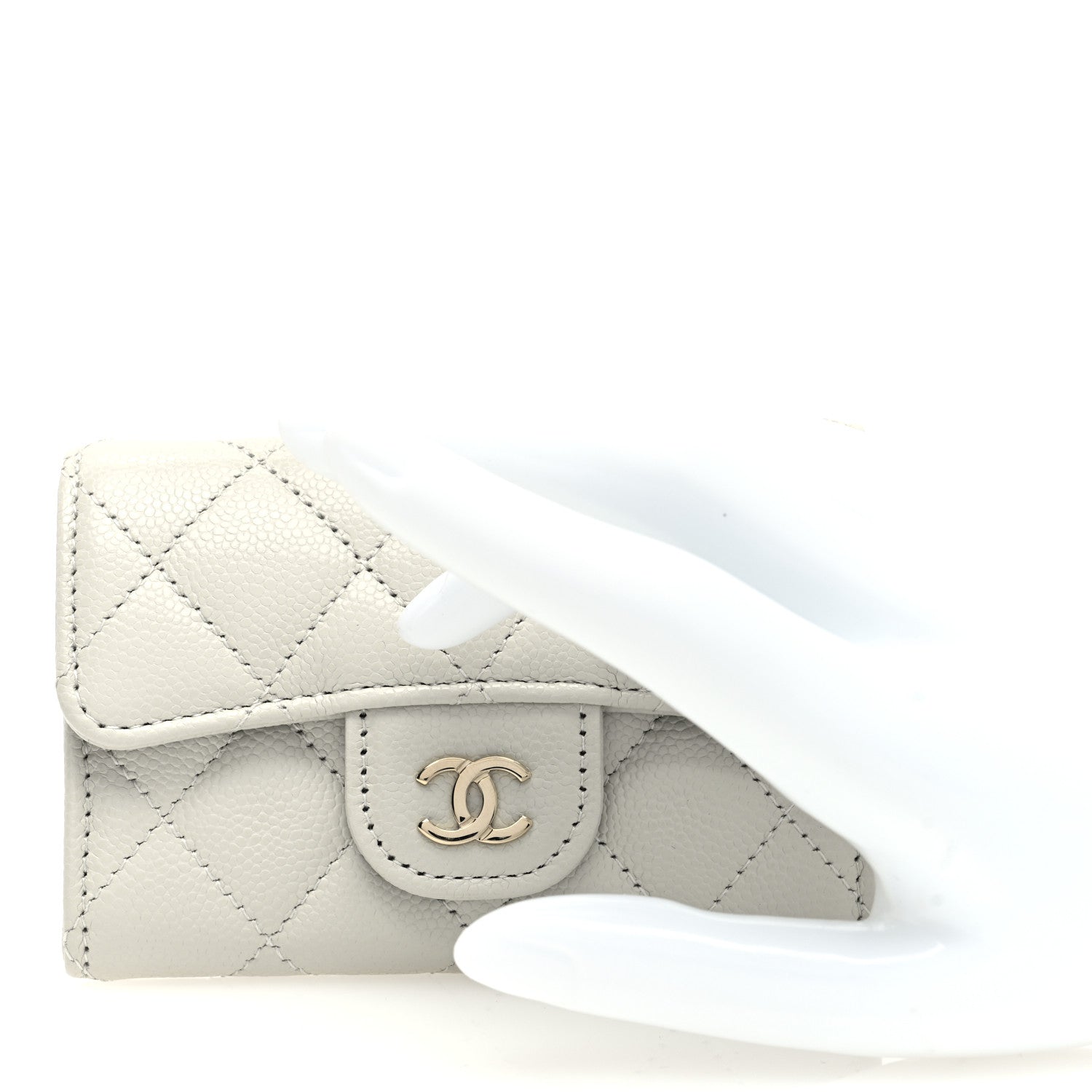 Chanel Caviar Quilted Flap Card Holder Wallet Grey 2 of 7