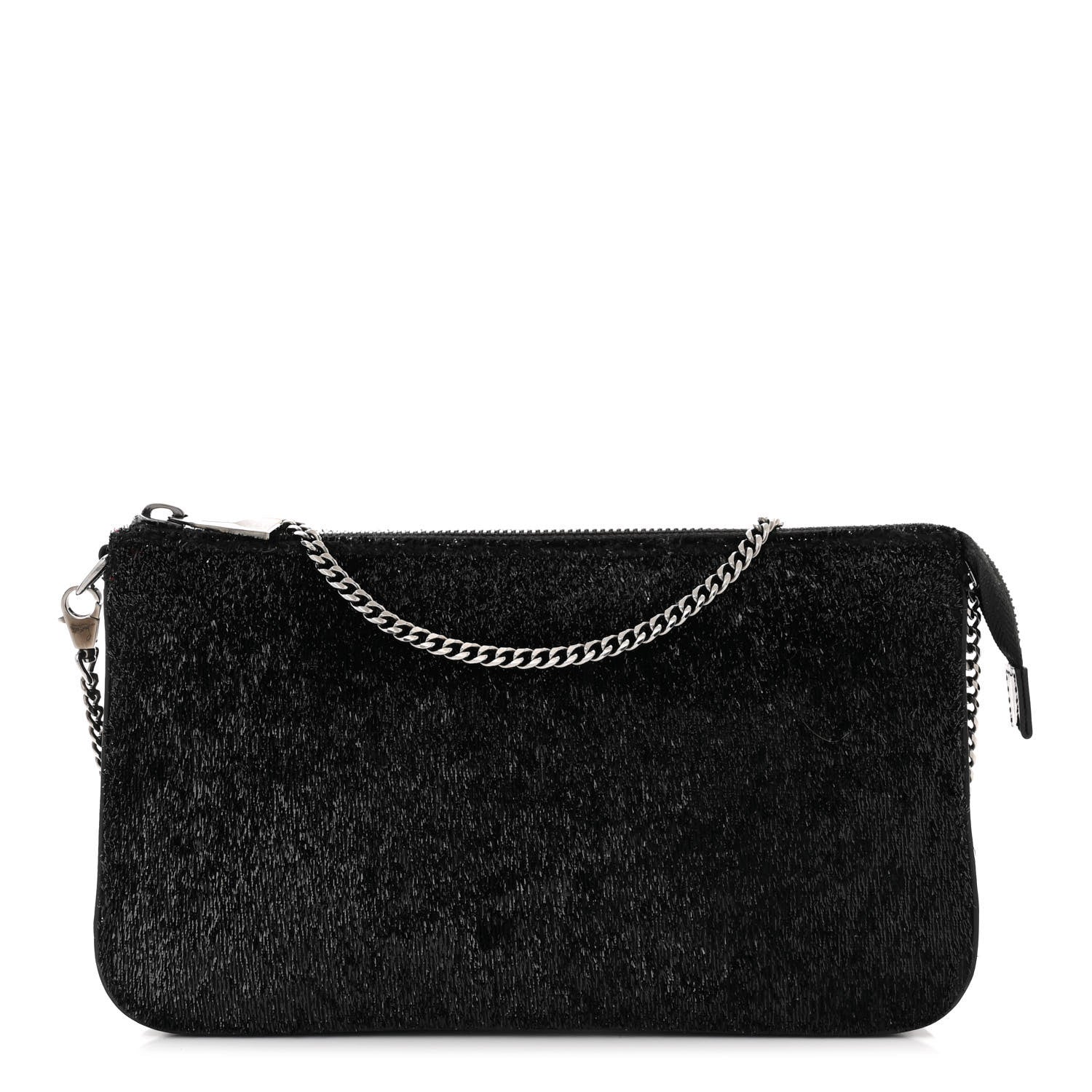 Christian Louboutin Patent Velour Loubila Chain Clutch Black 1 of 9