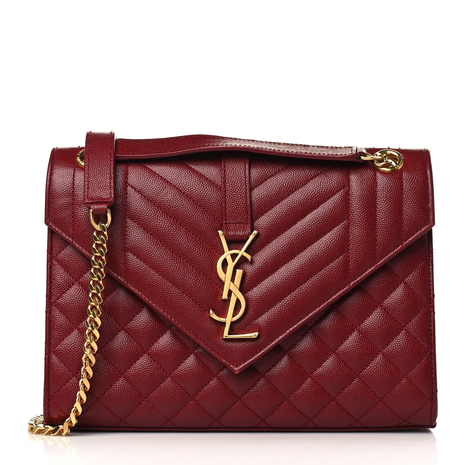 Saint Laurent Grain De Poudre Textured Mixed Matelasse Triquilt Medium Monogram Satchel Oxblood 1 of 8