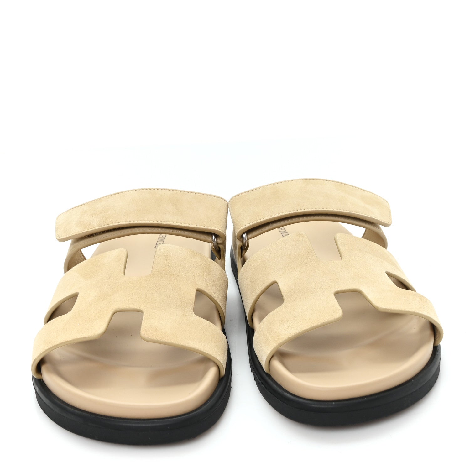Hermes Suede Goatskin Womens Chypre Sandals 38 Beige Sable 3 of 10