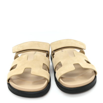 Hermes Suede Goatskin Womens Chypre Sandals 38 Beige Sable 3 of 10