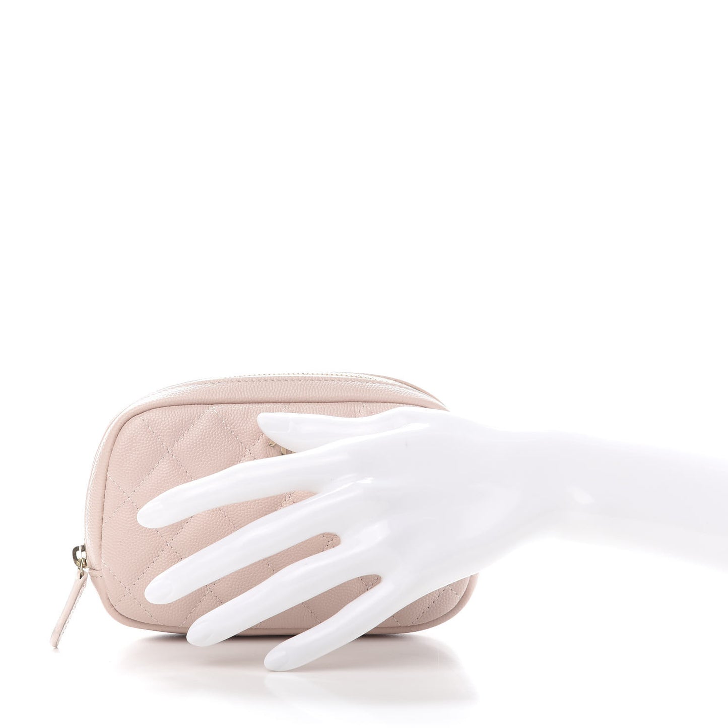 Caviar Quilted Small Curvy Pouch Cosmetic Case Light Pink