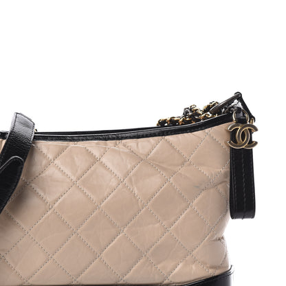 Chanel Aged Calfskin Quilted Medium Gabrielle Hobo Beige Black 10 of 10