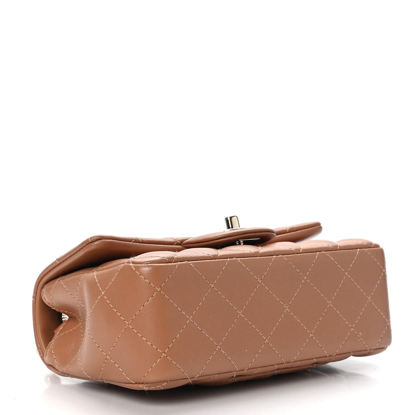 Lambskin Quilted Mini Rectangular Flap Brown