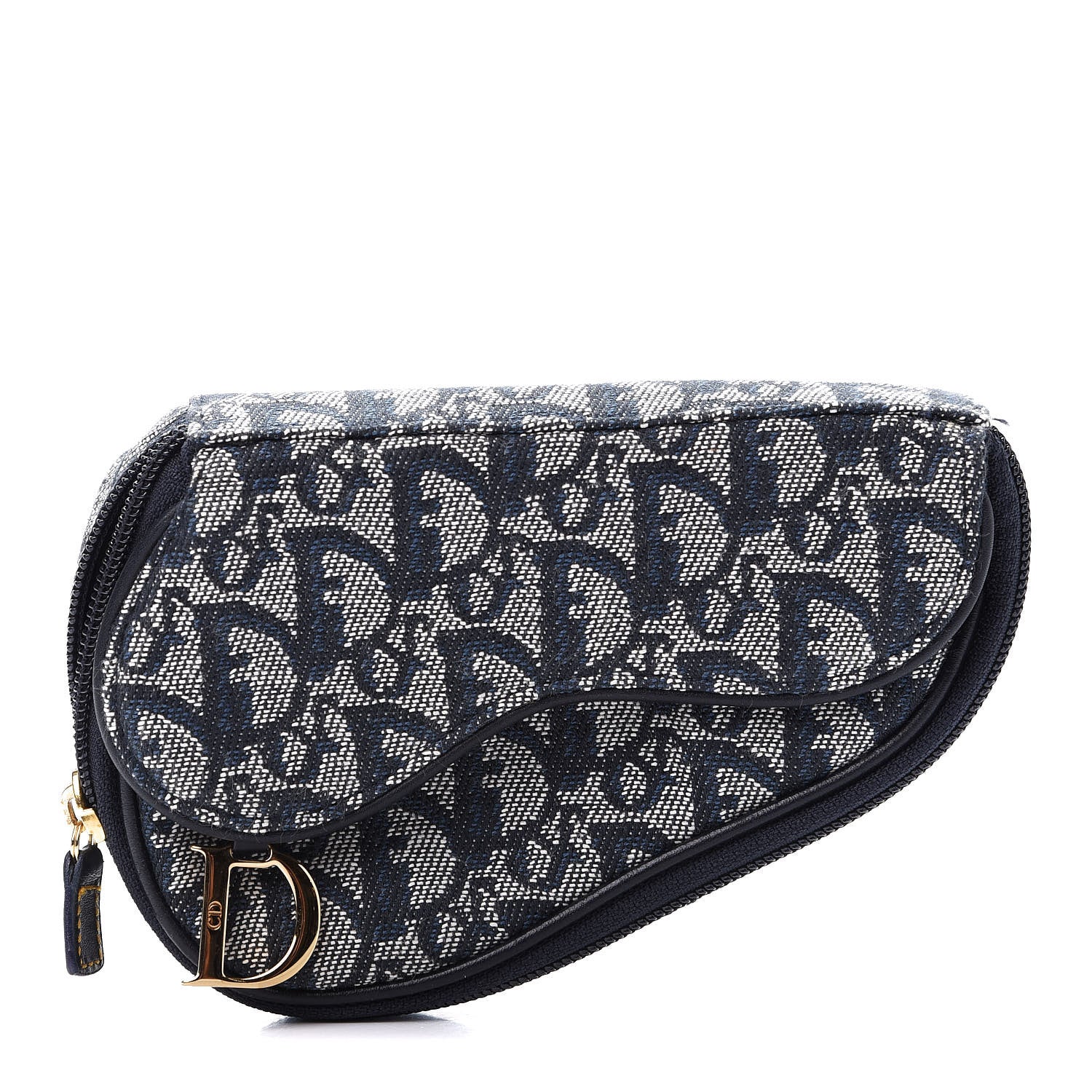 Christian Dior Monogram Mini Saddle Zip Pouch Navy Blue 1 of 10