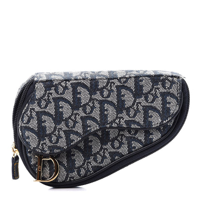 Christian Dior Monogram Mini Saddle Zip Pouch Navy Blue 1 of 10