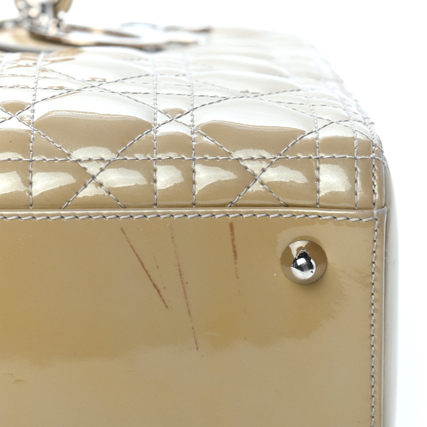 Patent Cannage Large Lady Dior Beige