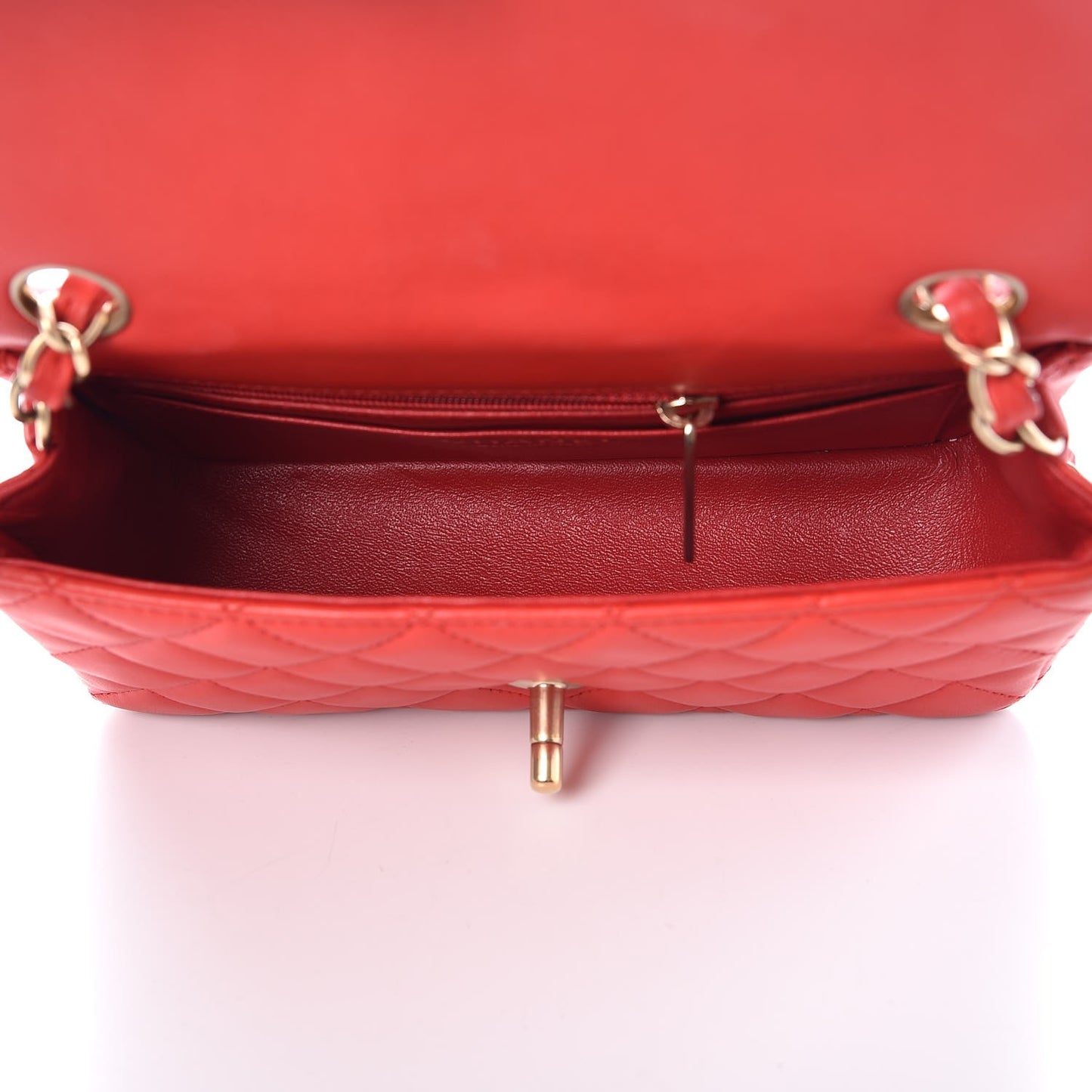 Lambskin Quilted Mini Rectangular Flap Red