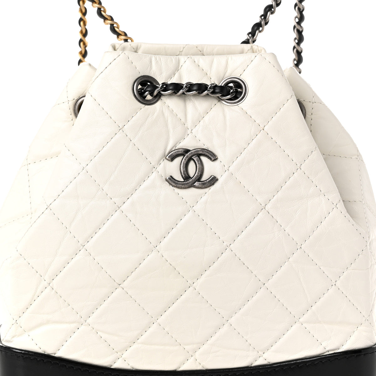 Chanel Aged Calfskin Quilted Small Gabrielle Backpack Black White 8 of 10