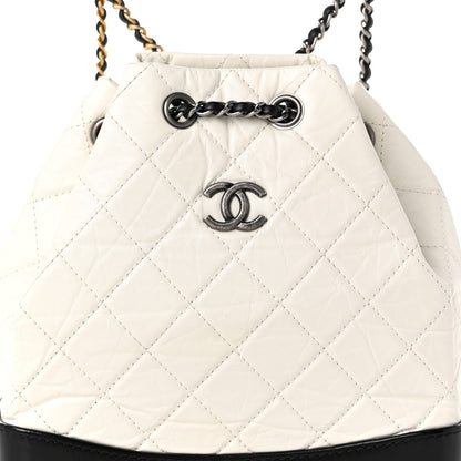 Chanel Aged Calfskin Quilted Small Gabrielle Backpack Black White 8 of 10