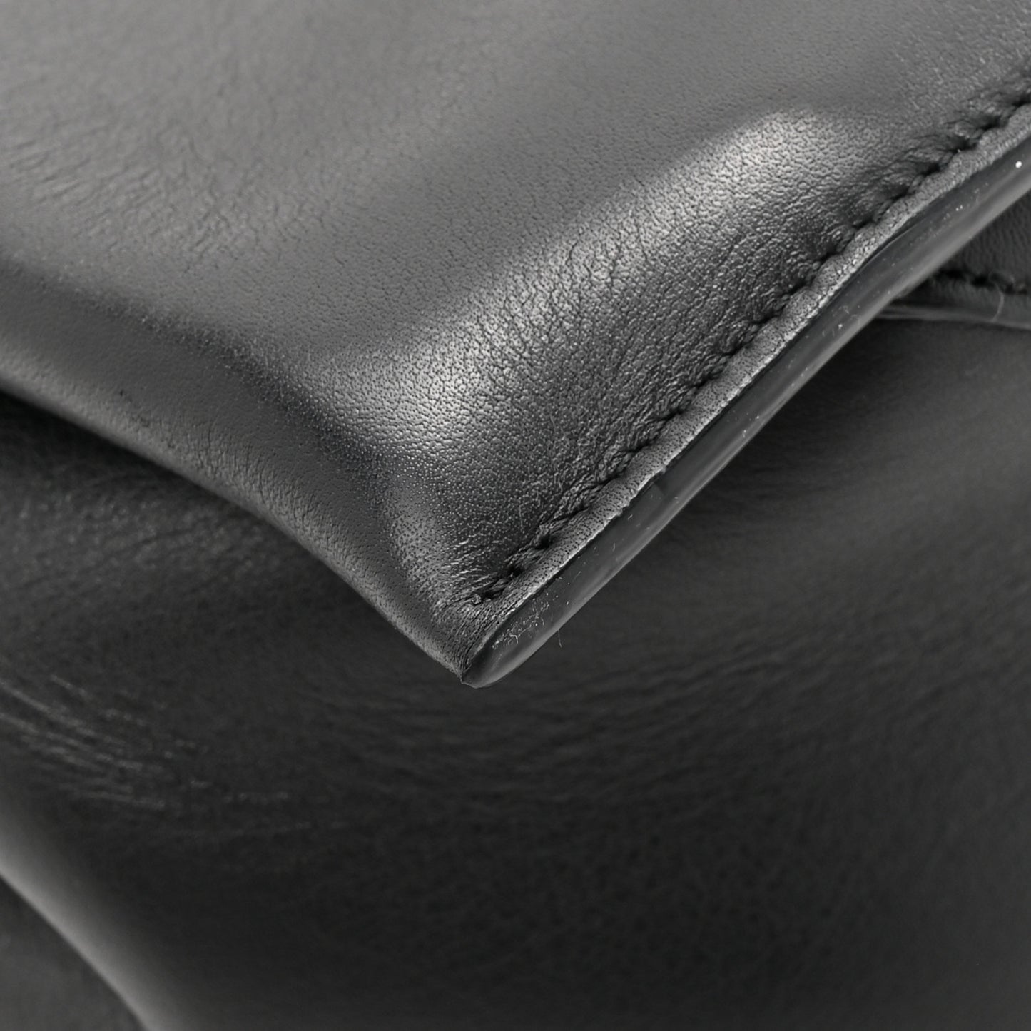 Supple Natural Calfskin Medium Tri-Fold Bag Black