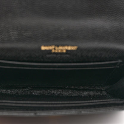 Saint Laurent Grain De Poudre Matelasse Chevron Small Monogram Envelope Wallet Black 5 of 6