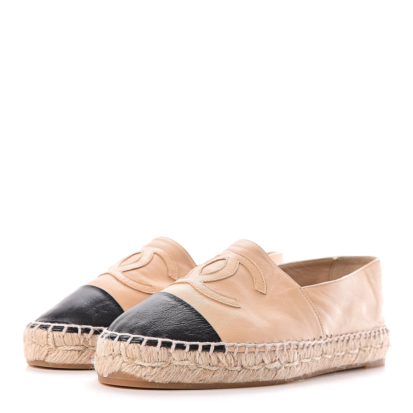 Lambskin CC Espadrilles 38 Beige Black