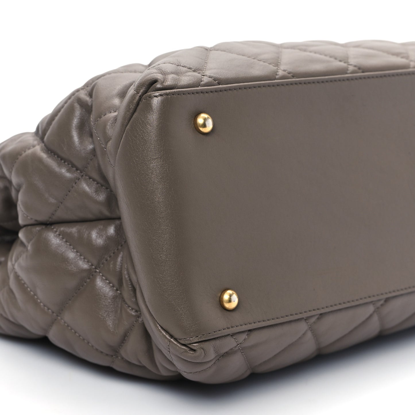 Calfskin Quilted Large Soft Elegance Tote Beige