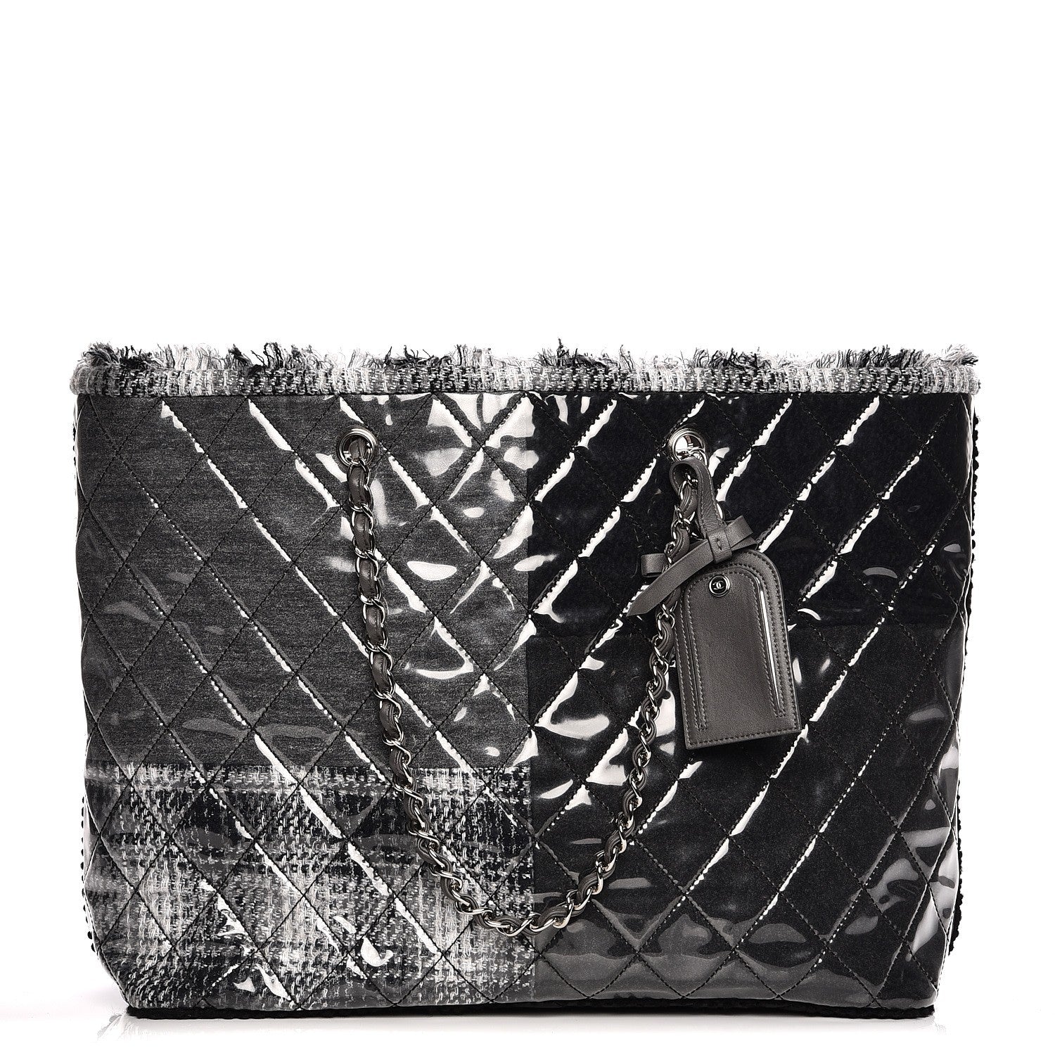 Chanel Vinyl Funny Tweed Patchwork Tote Grey 1 of 7