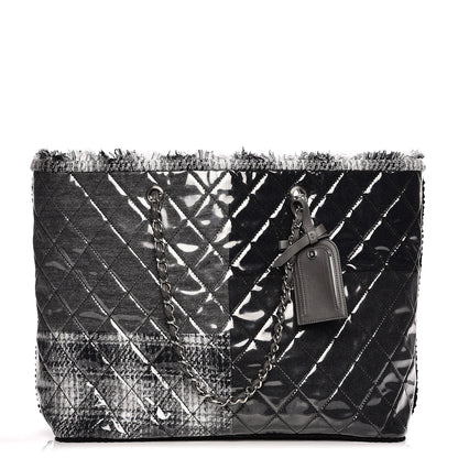 Chanel Vinyl Funny Tweed Patchwork Tote Grey 1 of 7