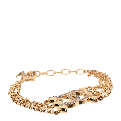Chanel Crystal CC Heart Link Bracelet Gold 1 of 6