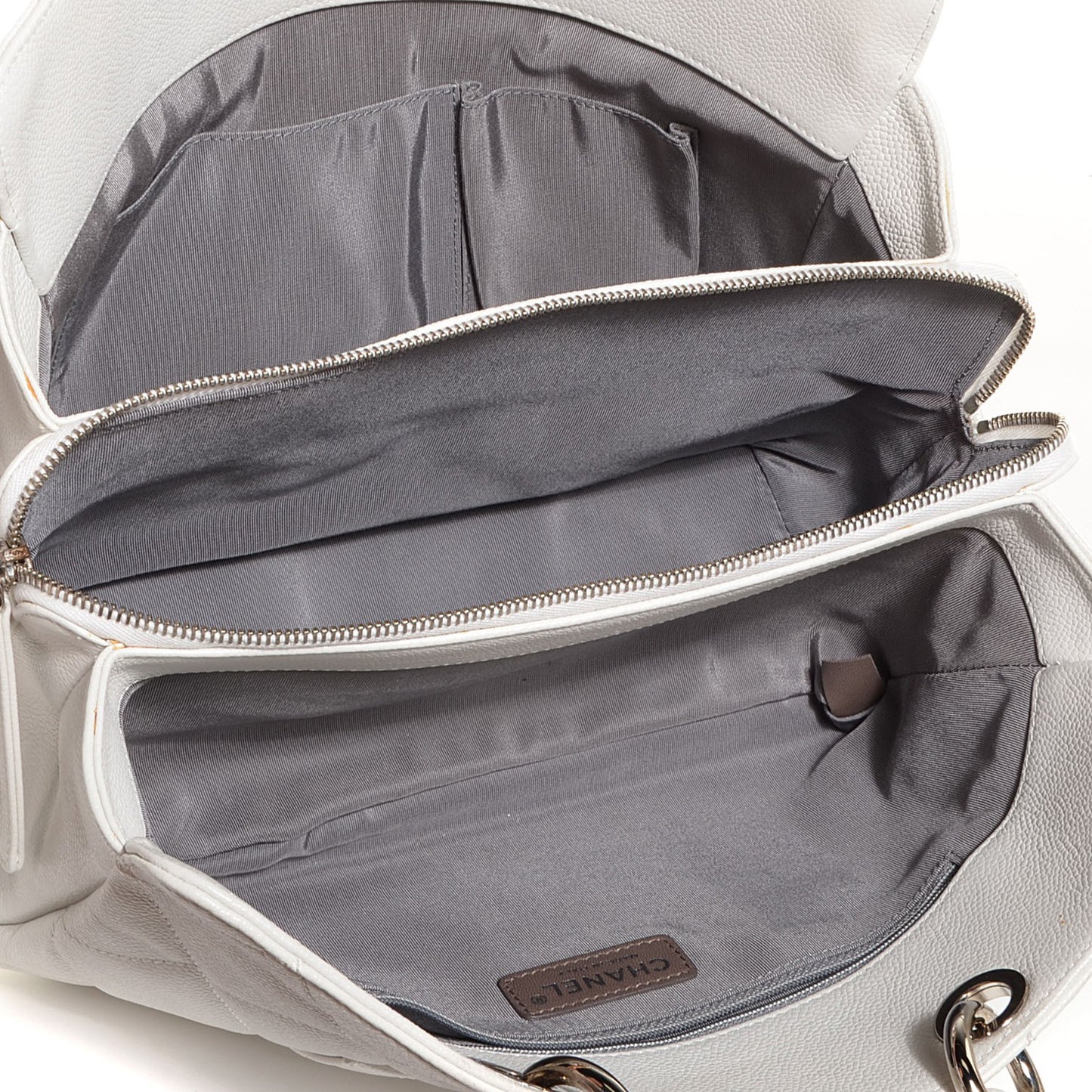 Soft Caviar Quilted CC Timeless Tote White