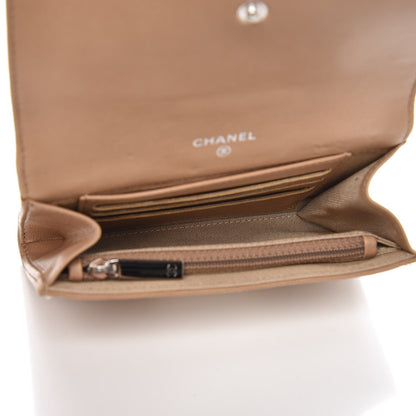 Chanel Lambskin Ostrich Pony Hair Patchwork Precious Symbols Small Flap Wallet Beige 5 of 8