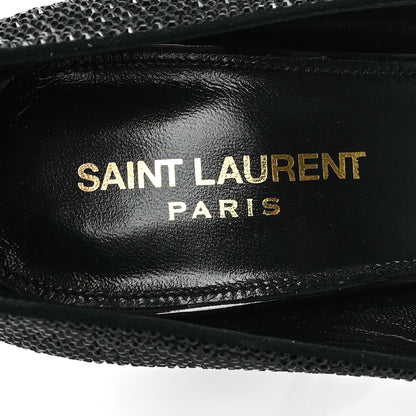 Saint Laurent Kid Suede Crystal Embellished Opyum 110 Ankle Strap Sandals 39 Black 8 of 10