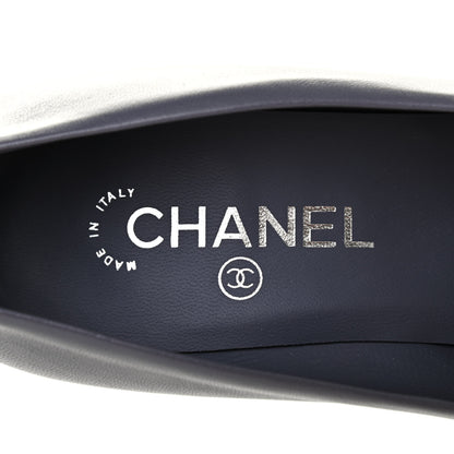 Chanel Lambskin Cap Toe CC Pumps 38 Dark Grey 6 of 8