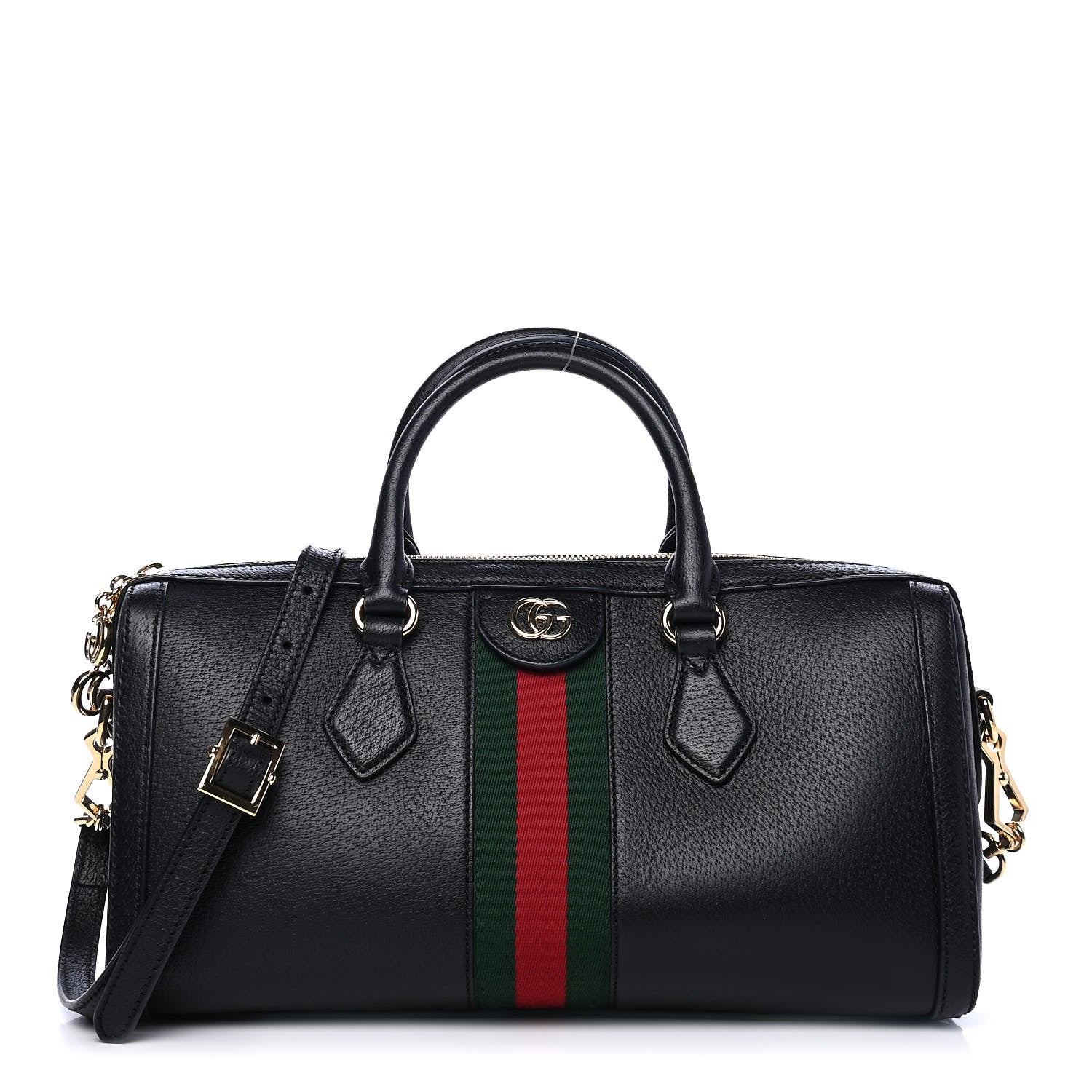 Gucci Textured Dollar Calfskin Web Medium Ophidia Boston Black 1 of 4