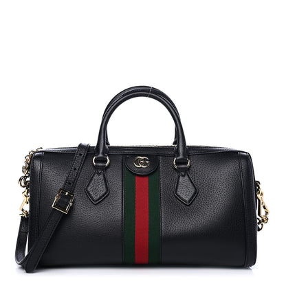 Gucci Textured Dollar Calfskin Web Medium Ophidia Boston Black 1 of 4