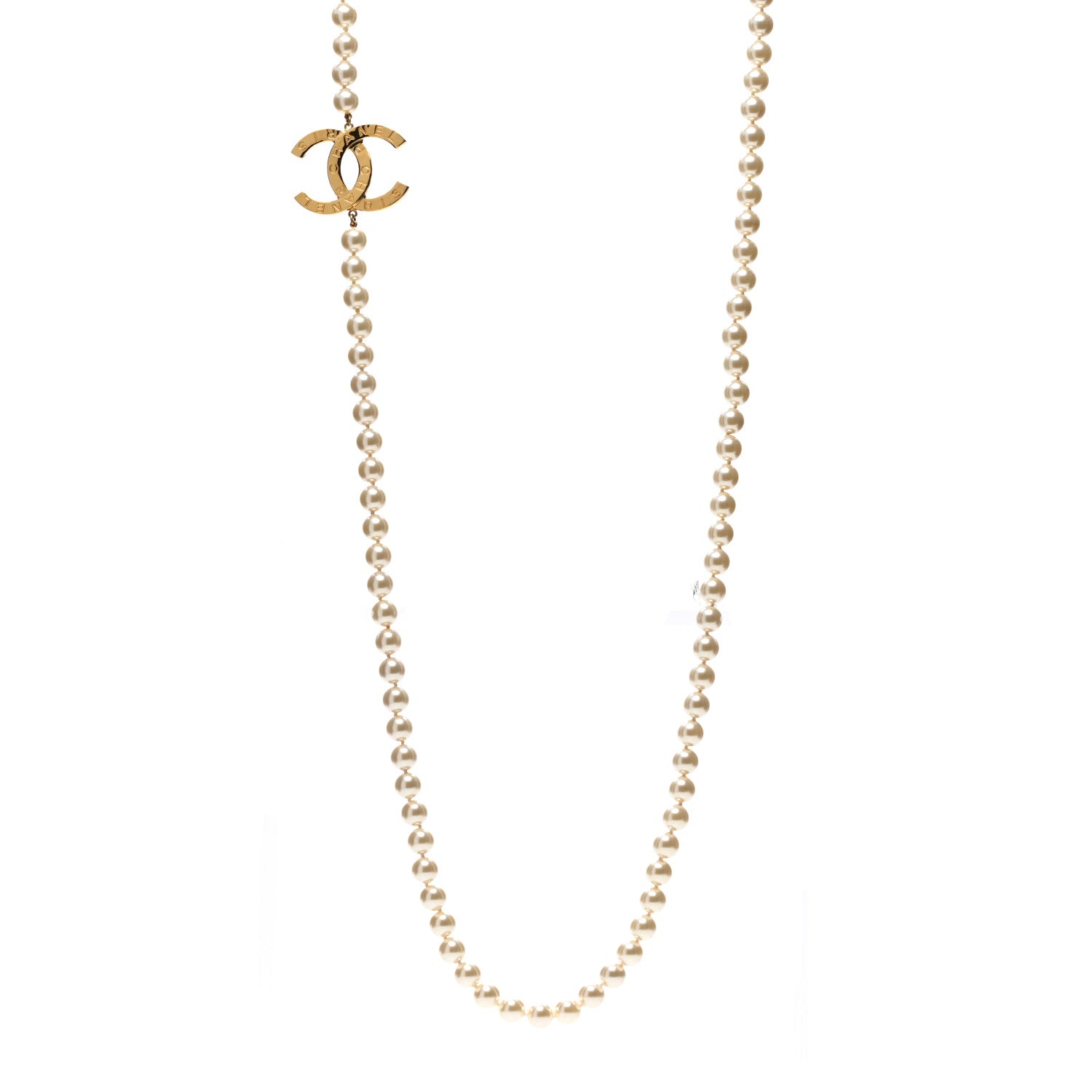 Chanel Pearl CC Paris Button Long Necklace 1 of 7