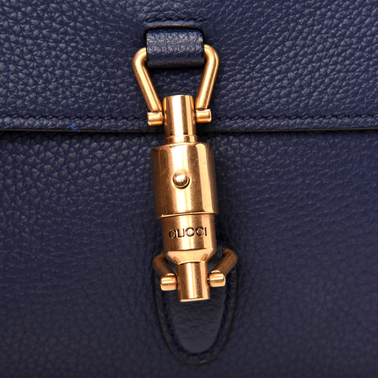 Gucci Soft Grained Calfskin Small Jackie Shoulder Bag Classic Blue Marine 18 of 21