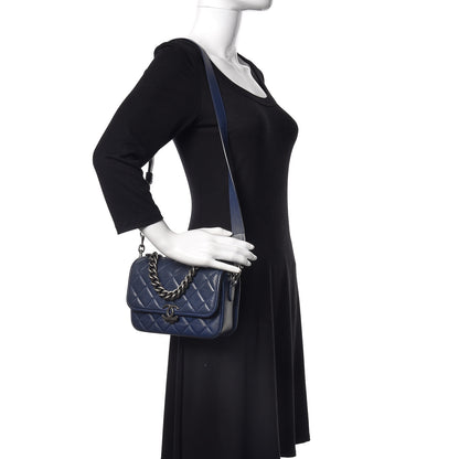 Chanel Caviar Iridescent Calfskin Quilted Small Daily Carry Messenger Navy 2 of 10