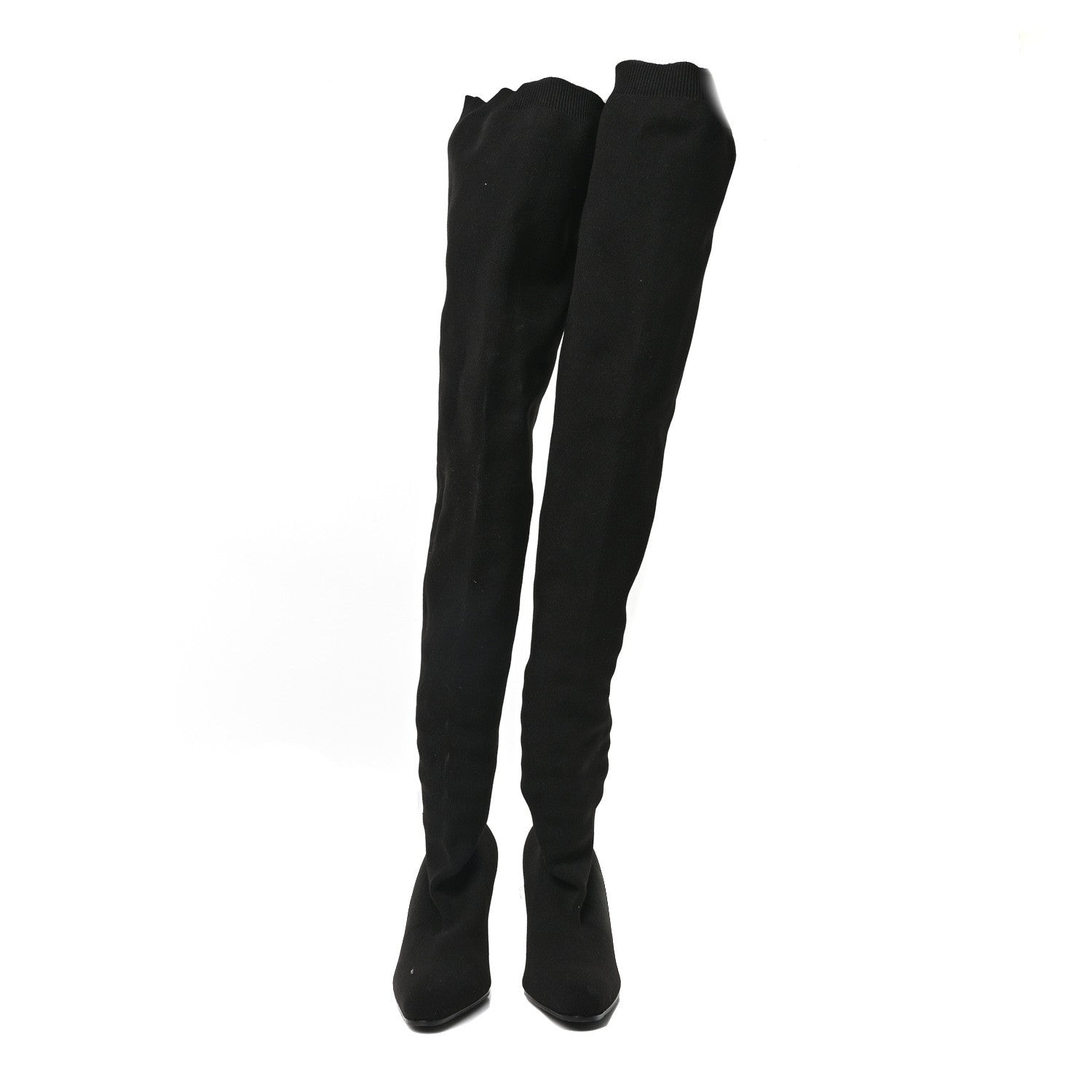 Balenciaga Crepe Jersey Pointed Toe Knife Thigh High Boots 40