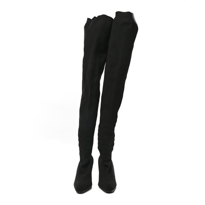 Balenciaga Crepe Jersey Pointed Toe Knife Thigh High Boots 40 Black 3 of 7