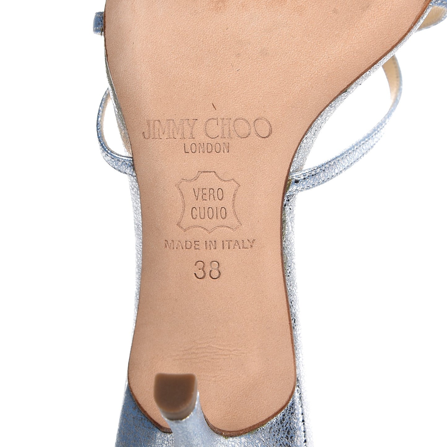 Metallic Calfskin Sandals 38 Silver