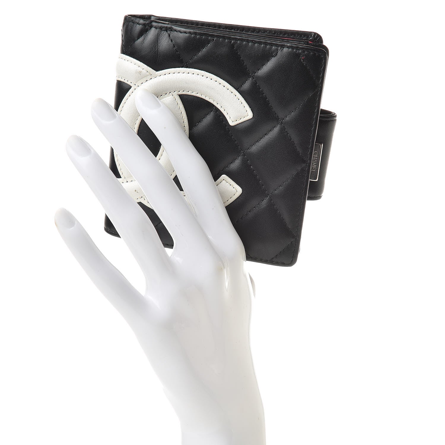 Chanel Calfskin Quilted Cambon Bi-Fold Wallet Black White 2 of 12